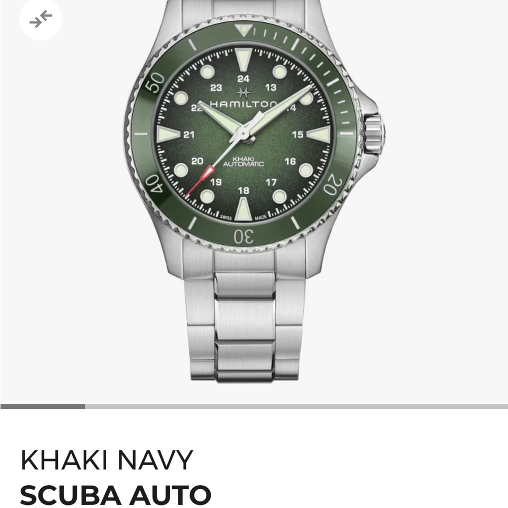 Hamilton Khaki Navy Scuba Auto Watch - Green and Silver